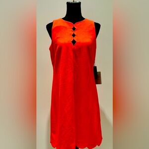 Vince Camuto orange cut out scallop dress
